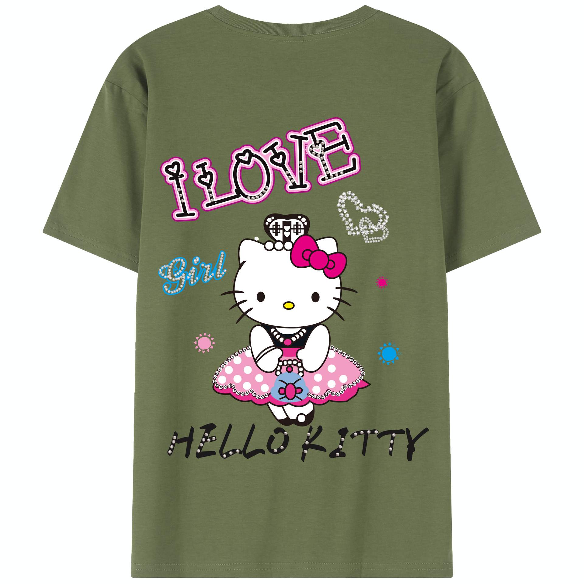 （画像用） Hello Kitty ハローキティ 綿100％半袖Tシャツ（背面プリント）